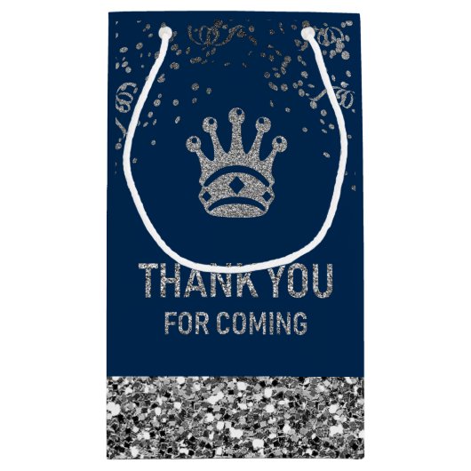Navy Blue Silver Royal Prince Crown Dank u Klein Cadeauzakje (Achterkant)