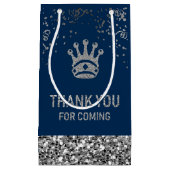 Navy Blue Silver Royal Prince Crown Dank u Klein Cadeauzakje (Voorkant)