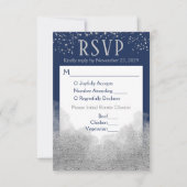 Navy Blue Silver RSVP Wedding Response Meal (Voorkant)