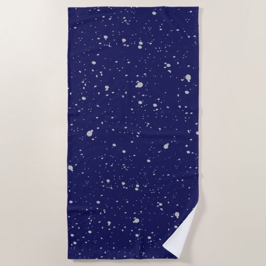 Navy Blue Silver Sparkle Strandlaken (Voorkant)