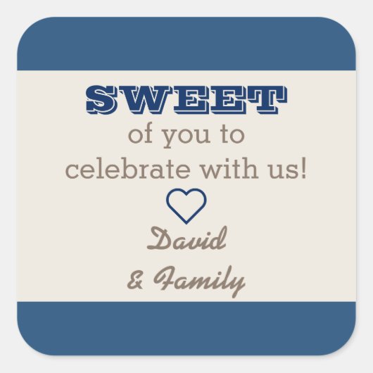 Navy Blue & Silver Sweet Treat Bag Sticker (Voorkant)