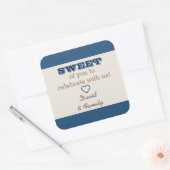 Navy Blue & Silver Sweet Treat Bag Sticker (Envelop)