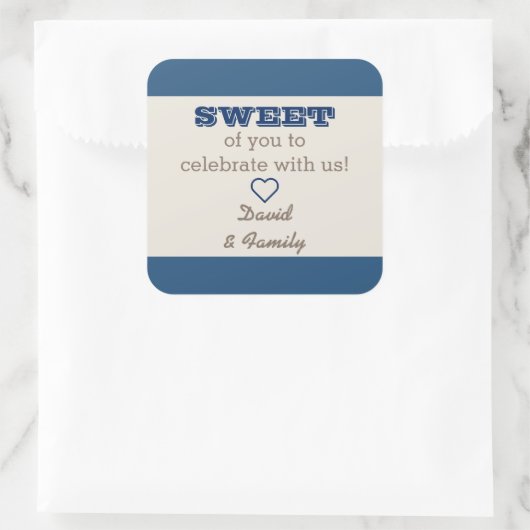 Navy Blue & Silver Sweet Treat Bag Sticker (Tas)