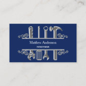 Navy blue Silver Tools home repareert foto QR code Visitekaartje (Voorkant)