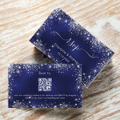 Navy blue Silver trouwwebsite RSVP QR-code Informatiekaartje