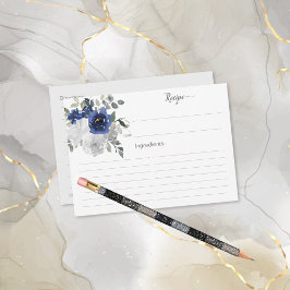 Navy Blue Silver Vrijgezellenfeest Recept Kaart