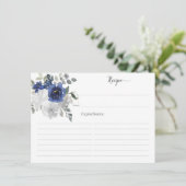 Navy Blue Silver Vrijgezellenfeest Recept Kaart (Staand voorkant)