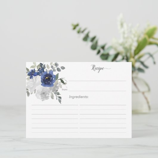 Navy Blue Silver Vrijgezellenfeest Recept Kaart (Staand voorkant)