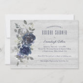 Navy Blue Silver Waterverf Floral Vrijgezellenfees Kaart (Voorkant)