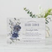 Navy Blue Silver Waterverf Floral Vrijgezellenfees Kaart (Staand voorkant)