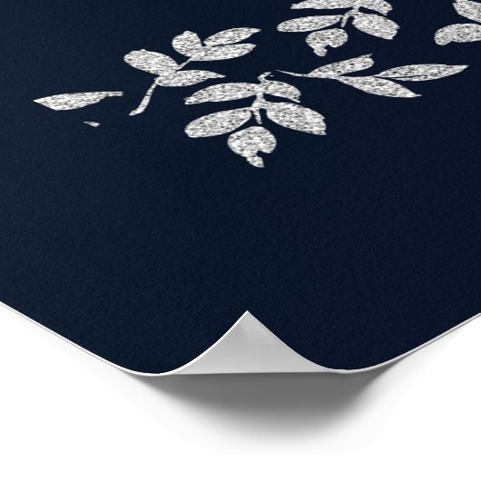 Navy Blue Silver Wedding Jubileum Welkom Poster (Hoek)