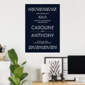Navy Blue Silver Wedding Jubileum Welkom Poster (Thuiskantoor)
