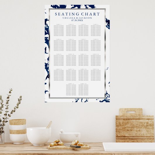 Navy Blue, Silver & White - 18 Zitkuur Poster (Keuken)