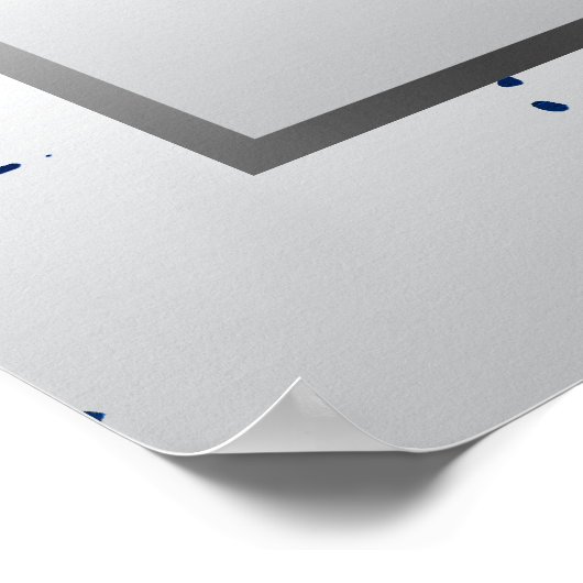 Navy Blue, Silver & White Satin - Zitkaart Poster (Hoek)