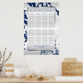 Navy Blue, Silver & White Satin - Zitkaart Poster (Keuken)