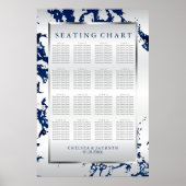 Navy Blue, Silver & White Satin - Zitkaart Poster (Voorkant)