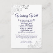 Navy Blue & Silver White Wedding Wishing Well Poem Informatiekaartje (Voorkant)