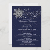 Navy Blue Silver Winter Rehearsal Dinner nodig Kaart (Voorkant)