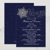 Navy Blue Silver Winter Rehearsal Dinner nodig Kaart (Voorkant / Achterkant)