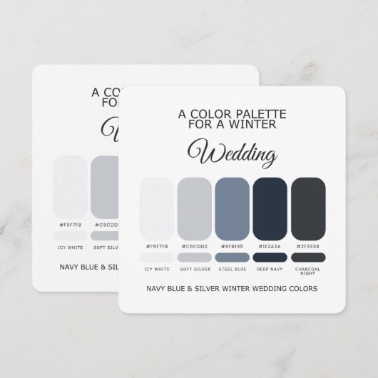 Navy Blue Silver Winter Wedding Palette 2026 Card Kaart (Voorkant / Achterkant)