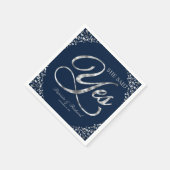 Navy Blue Silver Ze Zei 'Ja' Verloof Feestje Servet (Hoek)