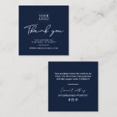 Navy Blue Simple Business Hartelijk dank voor toev Vierkante Visitekaartje (Voorkant / Achterkant)