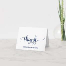 Navy Blue Simple Calligraphy Hartelijk dank Bedankkaart