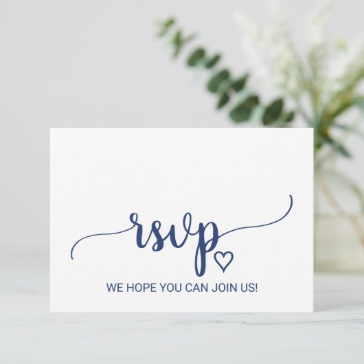 Navy Blue Simple Calligraphy Menu Keuze RSVP-kaart (Staand voorkant)