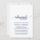 Navy Blue Simple Calligraphy Rehearsal Dinner Kaart (Voorkant)