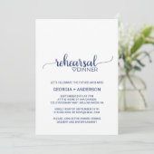 Navy Blue Simple Calligraphy Rehearsal Dinner Kaart (Staand voorkant)