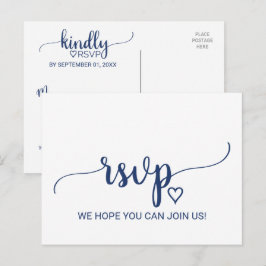Navy Blue Simple Calligraphy Song Request RSVP Uitnodiging Briefkaart