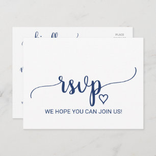 Navy Blue Simple Calligraphy Song Request RSVP Uitnodiging Briefkaart