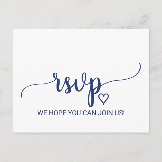 Navy Blue Simple Calligraphy Song Request RSVP Uitnodiging Briefkaart (Voorkant)