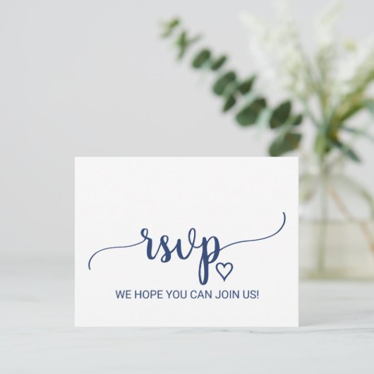 Navy Blue Simple Calligraphy Song Request RSVP Uitnodiging Briefkaart (Staand voorkant)