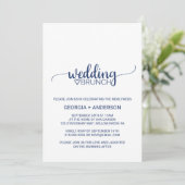 Navy Blue Simple Calligraphy Wedding Brunch Kaart (Staand voorkant)