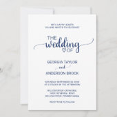 Navy Blue Simple Calligraphy Wedding Kaart (Voorkant)