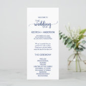 Navy Blue Simple Calligraphy Wedding Programme Programmakaart (Staand voorkant)