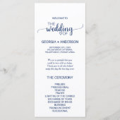 Navy Blue Simple Calligraphy Wedding Programme Programmakaart (Voorkant)