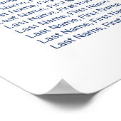 Navy Blue Simple Calligraphy Wedding Seating Chart Poster (Hoek)