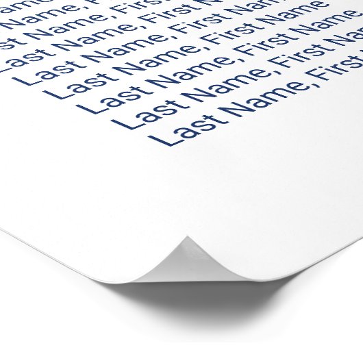 Navy Blue Simple Calligraphy Wedding Seating Chart Poster (Hoek)