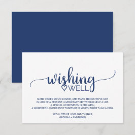 Navy Blue Simple Calligraphy Wedding Well Wishing Informatiekaartje
