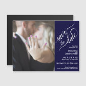 Navy Blue Simple Chic Wedding Save the Date Magnet (Voorkant / Achterkant)