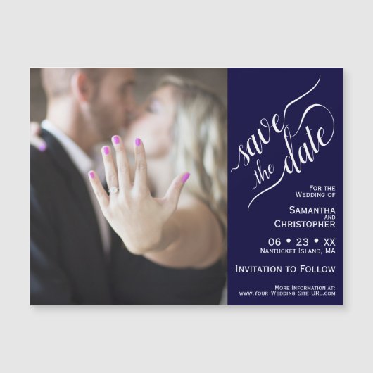 Navy Blue Simple Chic Wedding Save the Date Magnet (Voorkant)