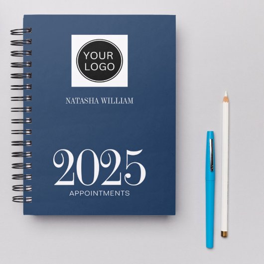 Navy Blue Simple Company Logo 2025 Planner