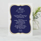 Navy Blue Simple Elegance Wedding Menu (Staand voorkant)