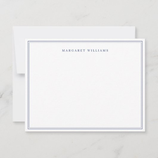 Navy Blue Simple Elegant Formal Full Name  Notitiekaartje (Voorkant)