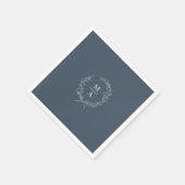 Navy Blue Simple Elegant Laurel Wreatmonogram Servet (Hoek)