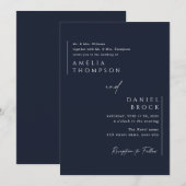 Navy Blue Simple Elegant minimalist handgeschreven Kaart (Voorkant / Achterkant)