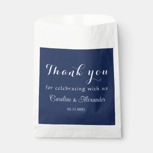 Navy Blue Simple Elegant Modern Wedding Bedankzakje (Voorkant)