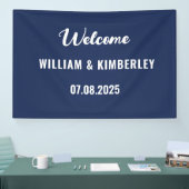 Navy Blue Simple Elegant Modern Wedding Spandoek (Beurs)
